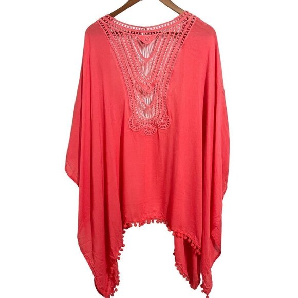 Lane Bryant Shawl Cardigan Pink Crochet One Size Boho Kimono Viscose - Picture 2 of 5